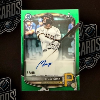 2025 Bowman Draft Chrome Murf Gray 1st Auto Green Refractor 52/99 CPA-MG Pirates