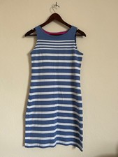 Joules Riva Dress Size 10 Blue Striped Cotton Sleeveless Bodycon Stretch VGC