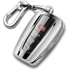 Key Fob Cover with Keychain Soft TPU Key Fob Case All-Around A-dark-silver
