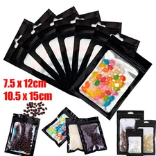 100-400Pcs Smell Proof Black Holographic Mylar Bags Resealable Zip Foil Pouches