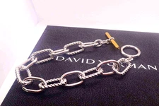 DAVlD/Yu-rman Sterling*Silver Cable Chain Link Bracelet