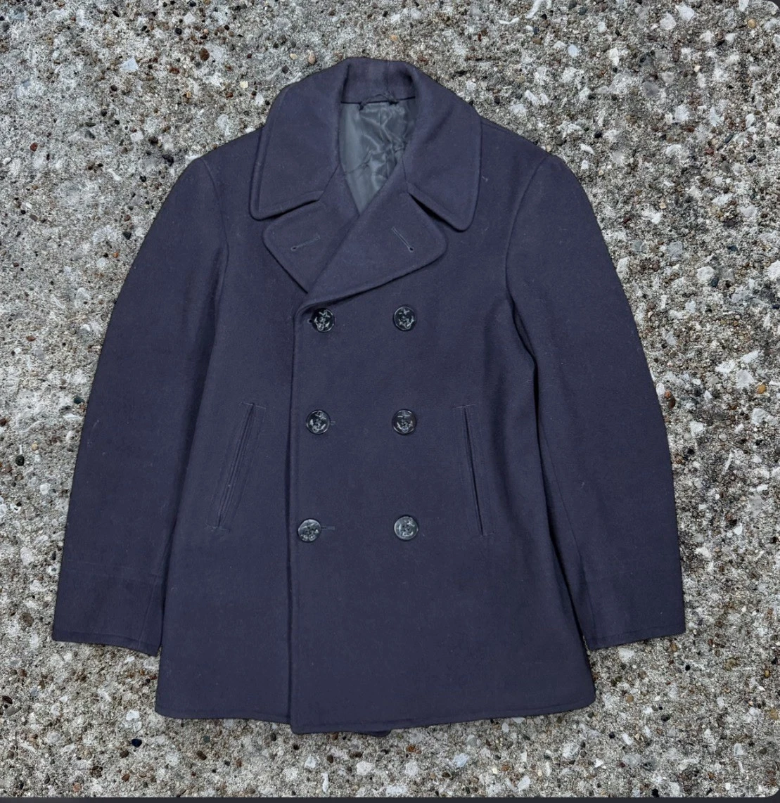 Vintage Navy Pea Coat In Vintage Outerwear Coats & Jackets For Men