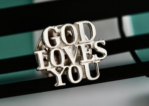 Tiffany & Co. Sterling Silver "God Loves You" Brooch Pin