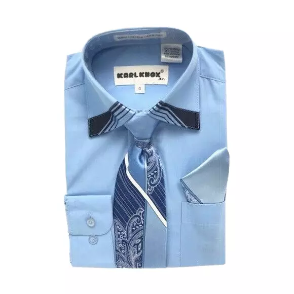 Boys navy top blue dress shirt