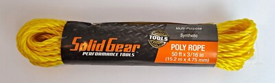 Solid Gear Poly Rope Yellow 75 lbs. Capacity 3/16 Dia. in. x 50 ft. NEW