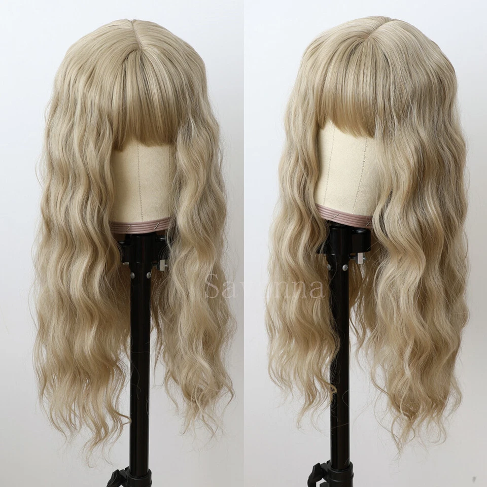 Loose Wavy Synthetic No Lace Wigs #22 Natural Full Bangs Women Cosplay Wig Party - Image 2 of 4