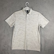 Adidas Golf Textured Jacquard Polo Shirt Mens Medium White / Grey Two HS1113