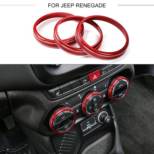 3x AC Climate Control Switch Knob Outer Ring Covers For Jeep Renegade