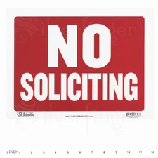 NO SOLICITING Sign • Door Signs Store Office Shop — Red+White 9x12" inch PVC