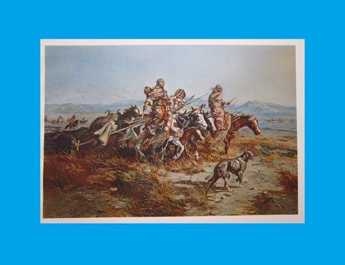 Charles Russell Indian Women Moving 1898 American Wild West 11x9" Art Print - Picture 4 of 8