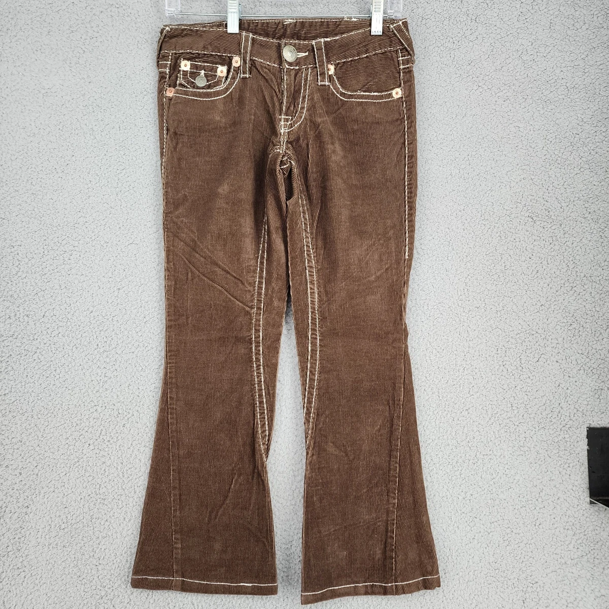 True Religion Joey Big T Corduroy Pants Brown Flared Bottom MADE USA Size  26