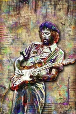 Eric Clapton 12x18in Poster Eric Clapton Guitar Tribute Print  Free Shipping US