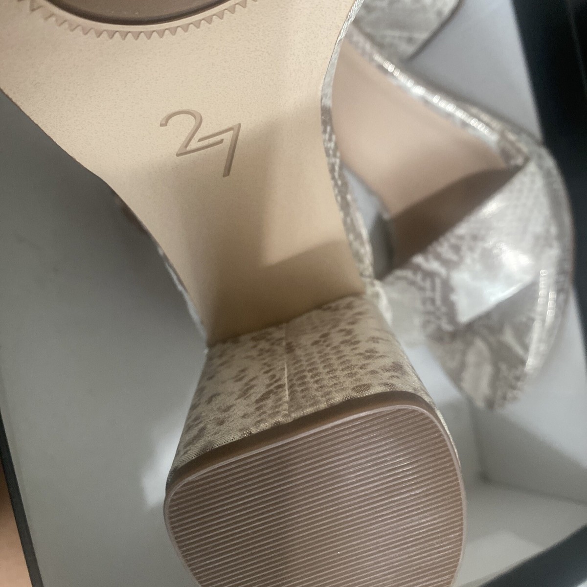 27 Edit platform heels Briar, White, Tan Snake Size 7W