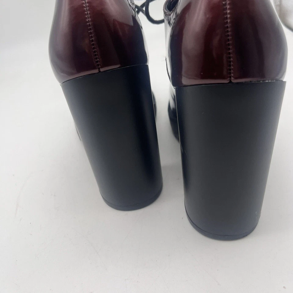 Wild Pair Darlaa Burgundy Patent Lace Up Platform Chunky Oxford Shoes size 9M - Image 4 of 4