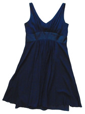 Ann Taylor navy blue high waist 100% silk chiffon formal bridesmaid dress 10