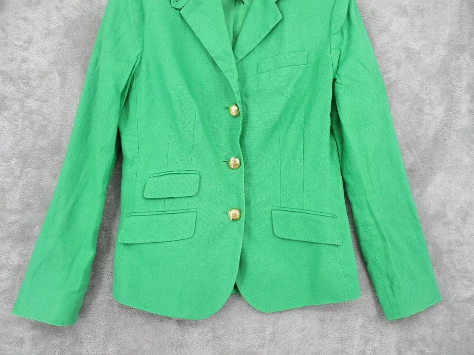 Blazer Vintage Ralph Lauren LRL 4 Lino Náutico Dorado Botón Kelly Verde Carrera Foto 4 de 4