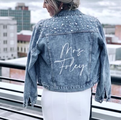 Women's Bridal Pearl Jean Jacket - Size L | eBay