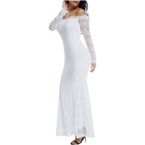 LALAGEN Women's Floral Lace Long Sleeve Off Shoulder Wedding Mermaid Dress  Size | eBay