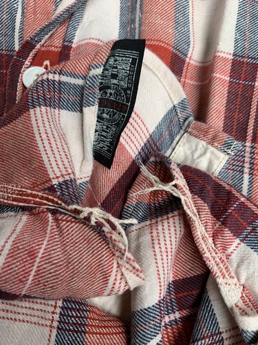 FOB Factory Studio Ecru Tokyo Japan Plaid Flannel Work Shirt F3252 Union Made - Picture 8 of 10