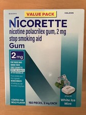 Nicorette 2mg Nicotine Stop Smoking Aid Gum, White Ice Mint - 160ct. Free Ship 