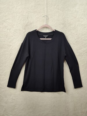 Banana Republic Women Sweatshirt Medium Black Rayon Blend Long Sleeve  Pullover
