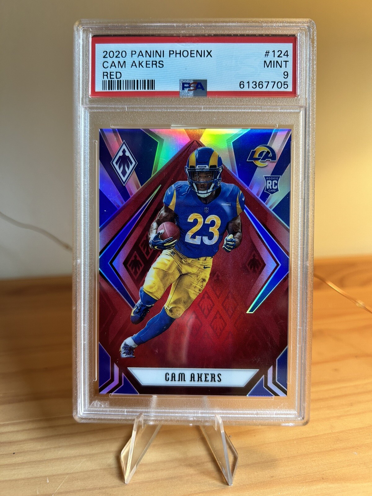 2020 Panini Phoenix Rookies Red /299 Cam Akers #124 Rookie RC PSA Mint 9