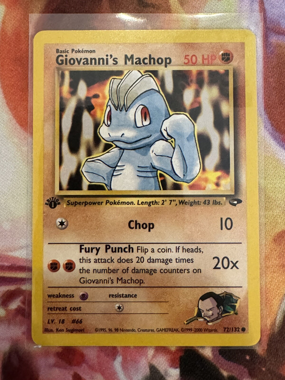 PSA 9 MINT Giovanni's Machop (72/132) 1st Edition Pokemon Gym