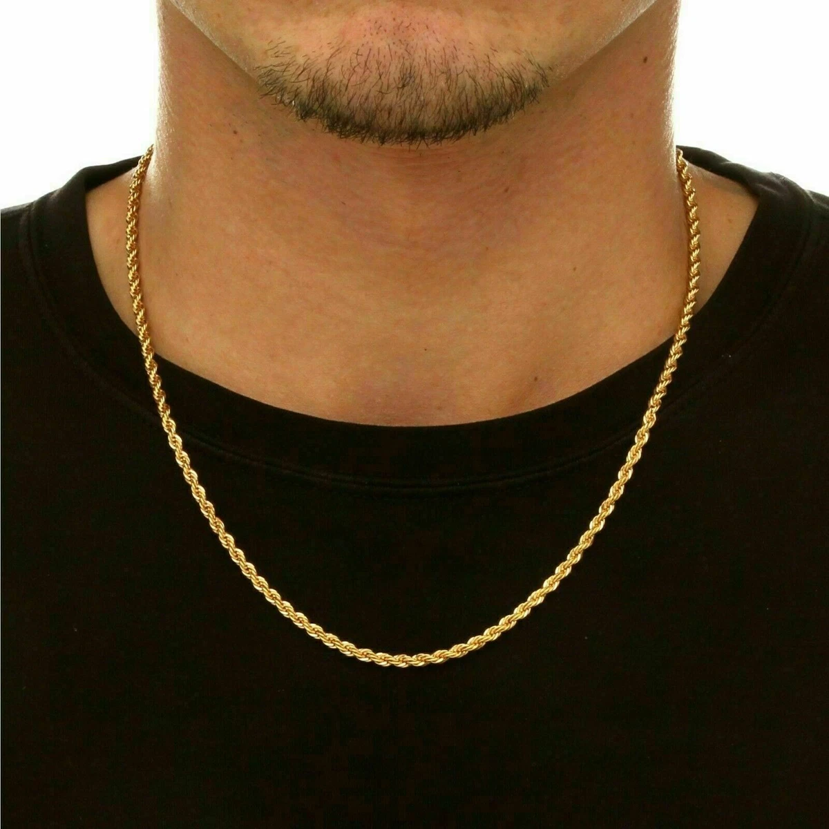 18K Solid Gold Rope Chain Necklace Men Women 16 18 20 22 24 26 28 30