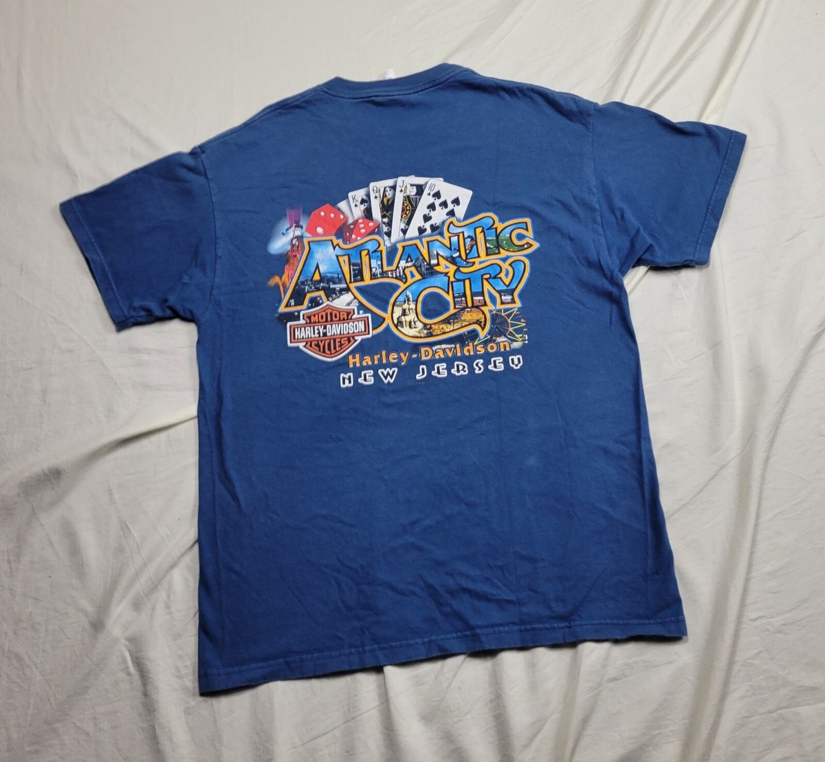 HarleyDavidsonフェード USA製 Hanes ビンテージTシャツ Vintage Hanes Beefy Tee Harley Davidson Men's Size Large Atlantic