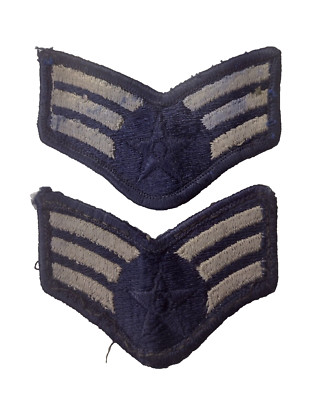 US Air Force Senior Airmen 3 Chevrons Patch Off White & Navy Blue Paar 35x73mm