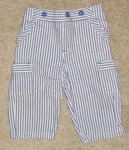Baby Boys Pants Blue White Stripes Seersucker Size 6-9 Months