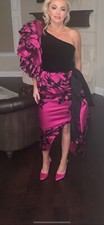 Marc Jacobs Silk Chiffon deep pink black One arm  Dress Sleeveless Mini dress 2