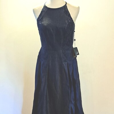 Adrianna Papell Dress SZ 2 Blue Lace Panels Pleated Evening Cocktail  Wedding NWT | eBay