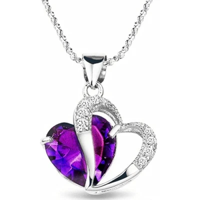 COLLANA CON CIONDOLO CUORE VIOLA E CRISTALLI SWAROVSKI ET40