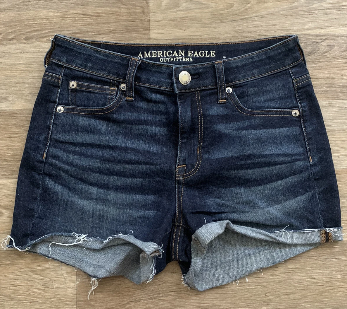 American Eagle Hi-Rise Shortie Size 4 Womens Shorts Denim Dark Wash