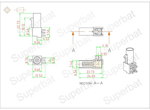 5x Fakra Z male PCB mount right angle connecntor Waterblue/5021 Neutral coding - Picture 3 of 3