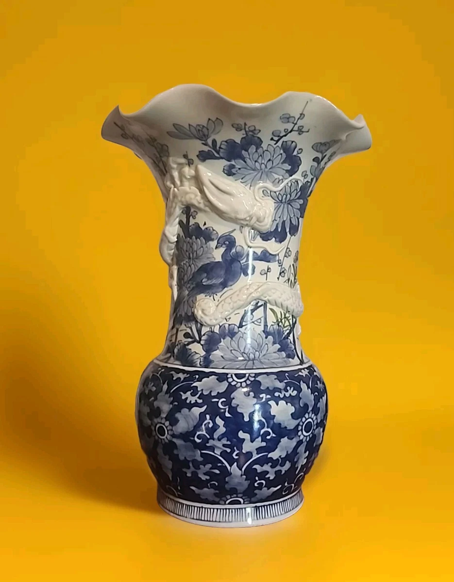 陶瓷蓝色1850-1899 年日本花瓶| eBay