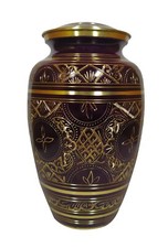 Brown and Gold Engraved Cremation Urn Funeral Burial Urn for Human and Pet Ashes