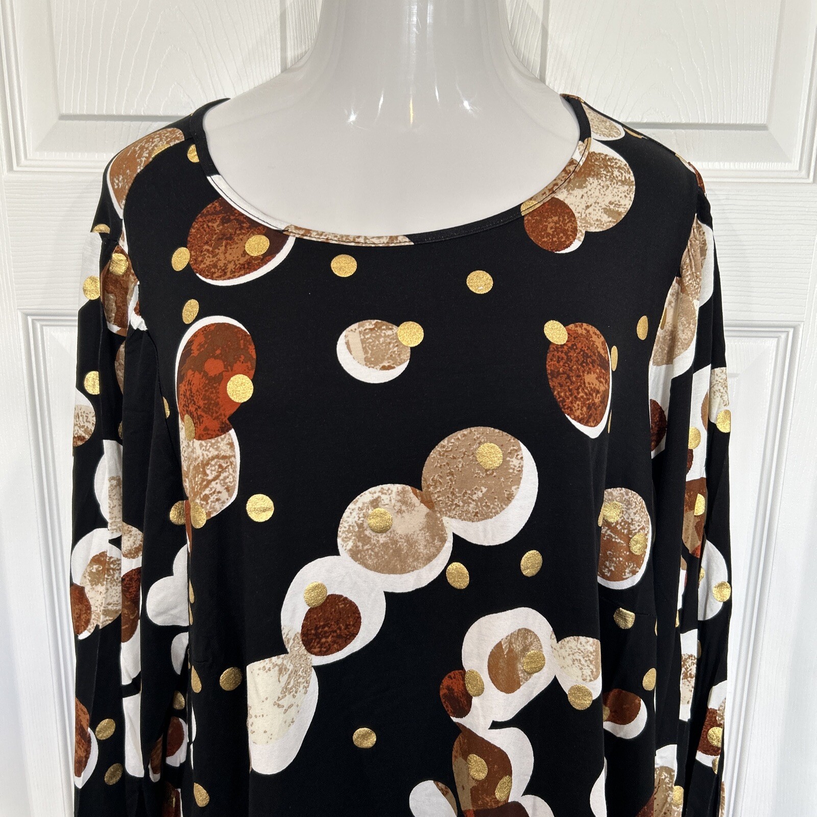 Avenue Stretch Knit Top Tunic Copper Tan Gold Black Womens Plus Size 2X  22 24 image 4