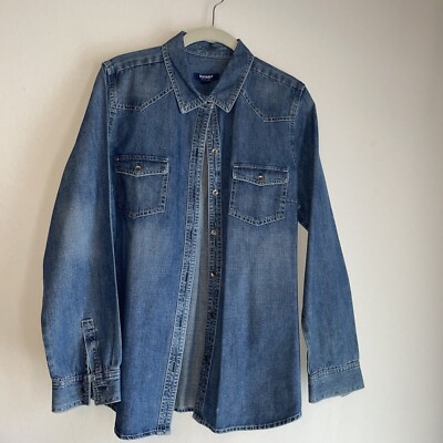 Old Navy Women's Western Denim Shirt Long Sleeve Size LGG