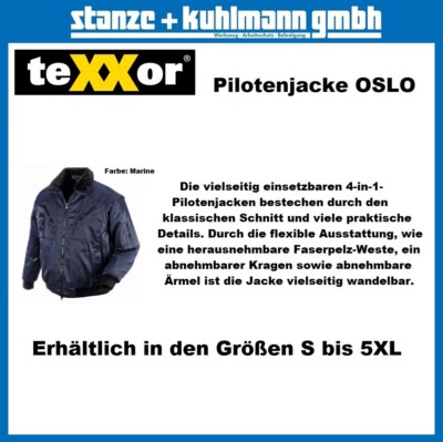 4-in-1 Pilotenjacke Texxor OSLO Gr. S bis 5XL Faserpelz Weste + abnehmbare Ärmel
