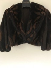 Black/brown Fur Short Jacket Natural Mink Size 10