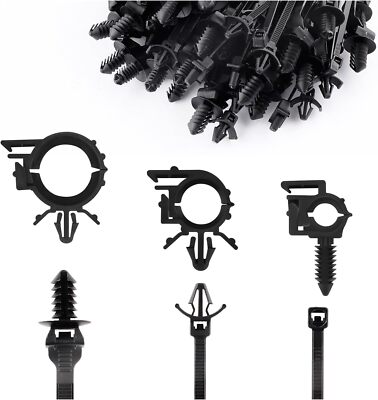 150PCS Cable Zip Ties with Zip Tie Mount,Push Mount Nylon Car Wire Loom Clips fo