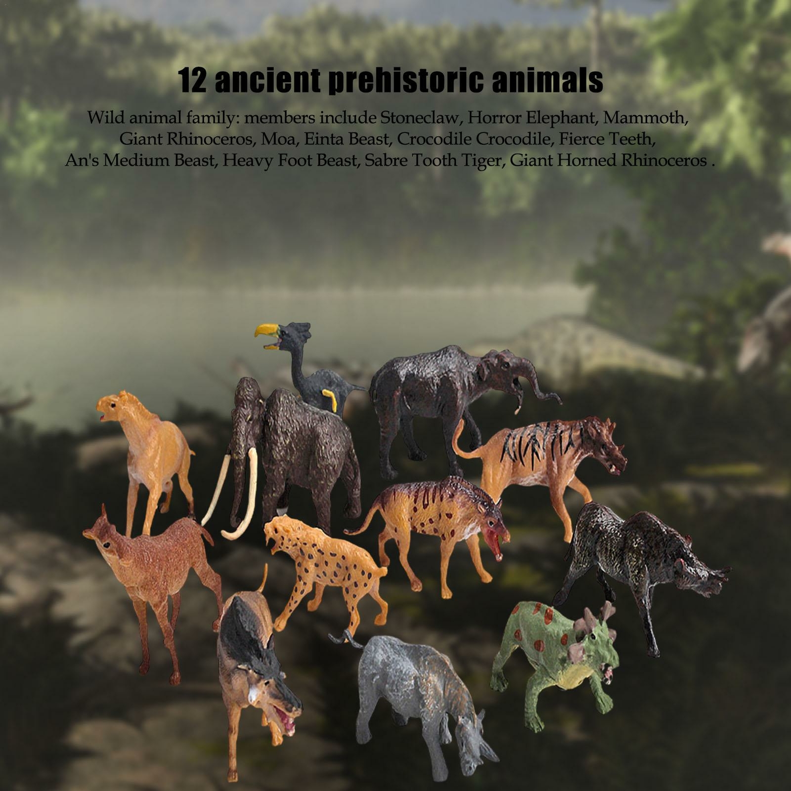 12PCS Kids Animal Figures Toys Wild Zoo Animal Model Toys Jungle Animal