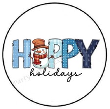 HAPPY HOLIDAYS SNOWMAN ENVELOPE SEALS LABELS STICKERS PARTY FAVORS