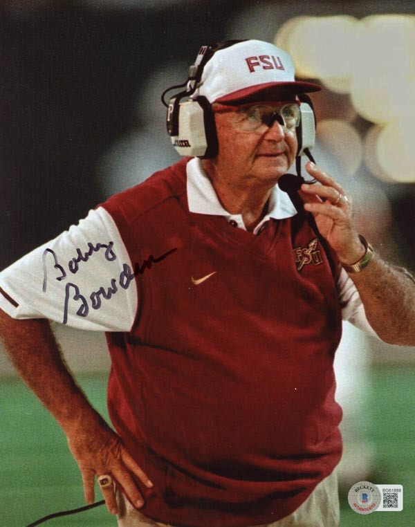 BOBBY BOWDEN SIGNED 8x10 PHOTO FLORIDA STATE SEMINOLES FOOTBALL FSU BECKETT BAS 
