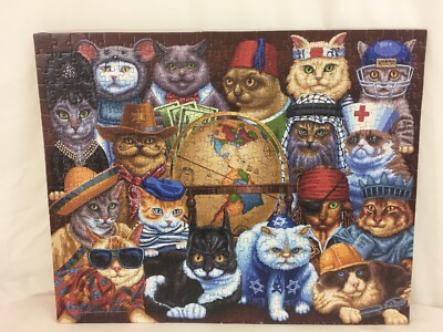 Dowdle Cats Around The World Finished Wall Hang Feline Lover Crossword Puzzle