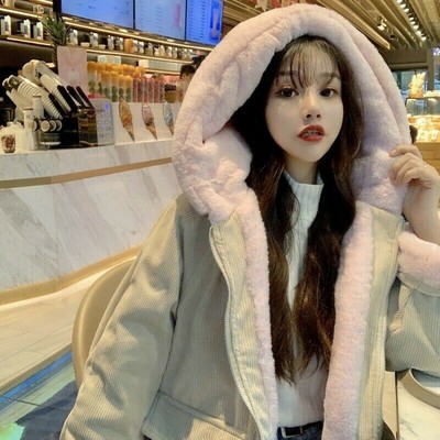Femme Épais Velours Côtelé Manteau Doublure Fausse Fourrure Femme Épais Velours Côtelé Manteau Doublure Fausse Fourrure