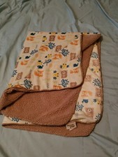 Chick Pea Bear Fox Owl Tree Cream Tan Sherpa Baby Blanket Security Lovey Brown