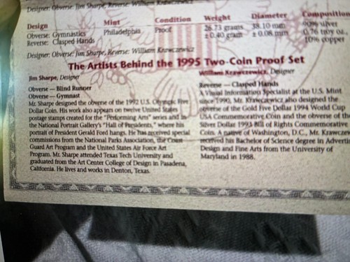 1995 Atlanta Olympics set of two the running blind and gymnastics in slab - Picture 4 of 12